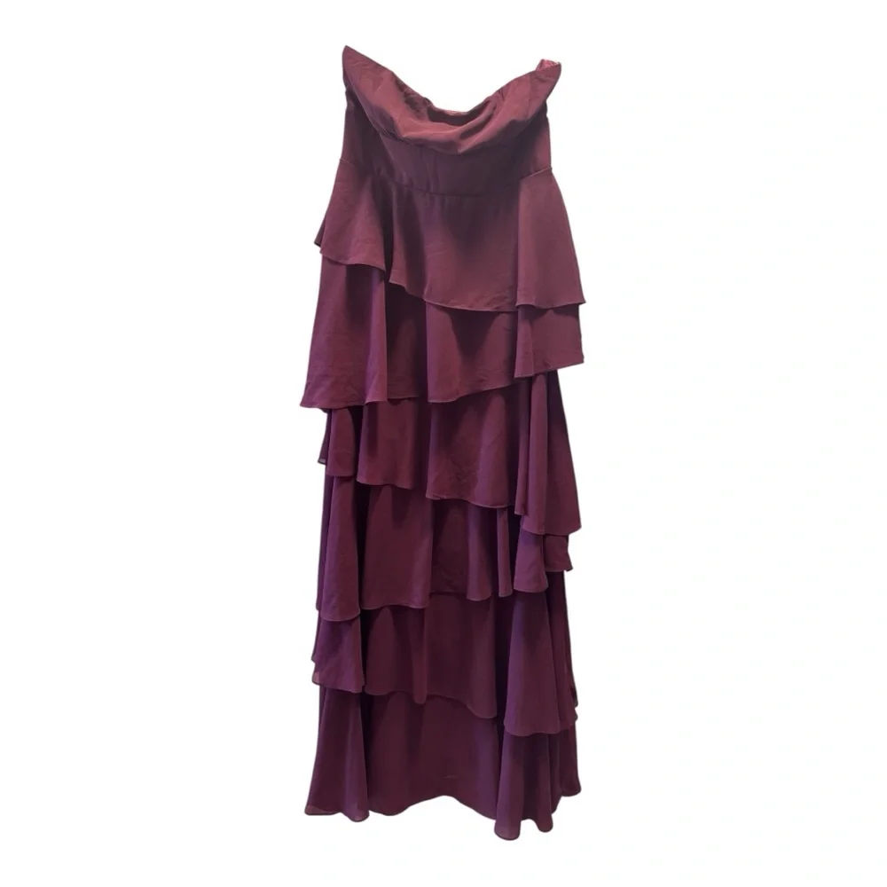 Lulus Gorgeous Essence Dark Purple Strapless Tiered Maxi Dress - Picture 6 of 11